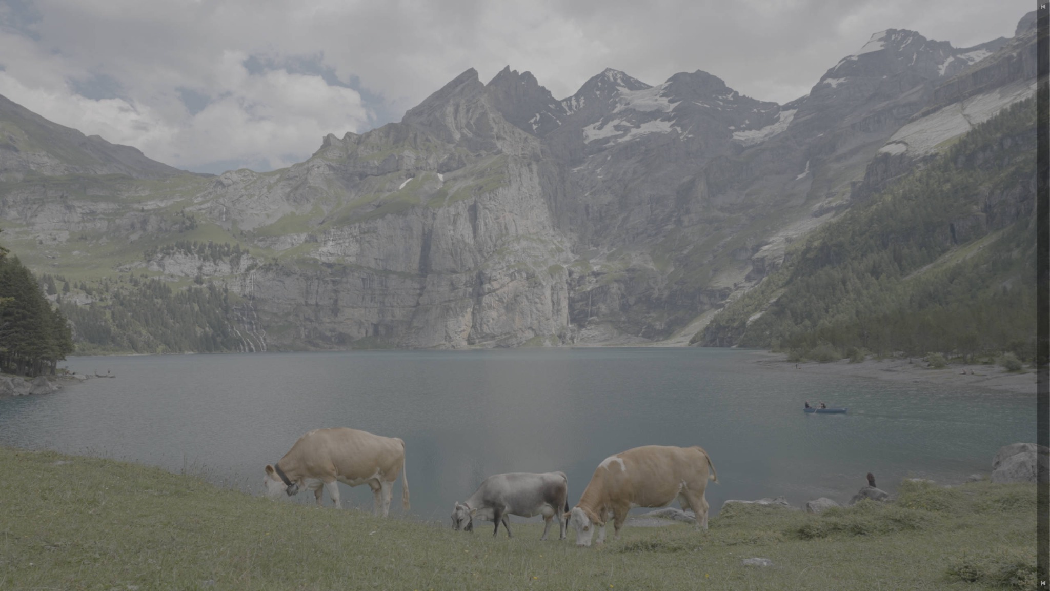 Alpine lake before color grading