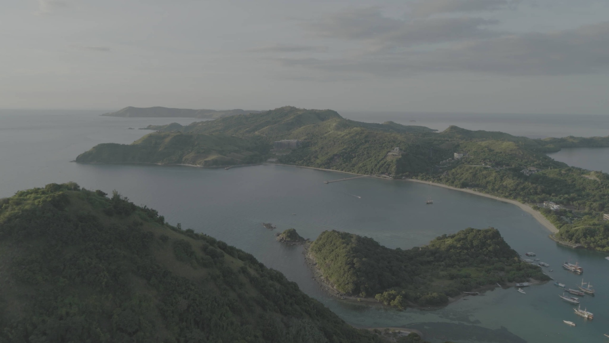 Island landscape before color grading
