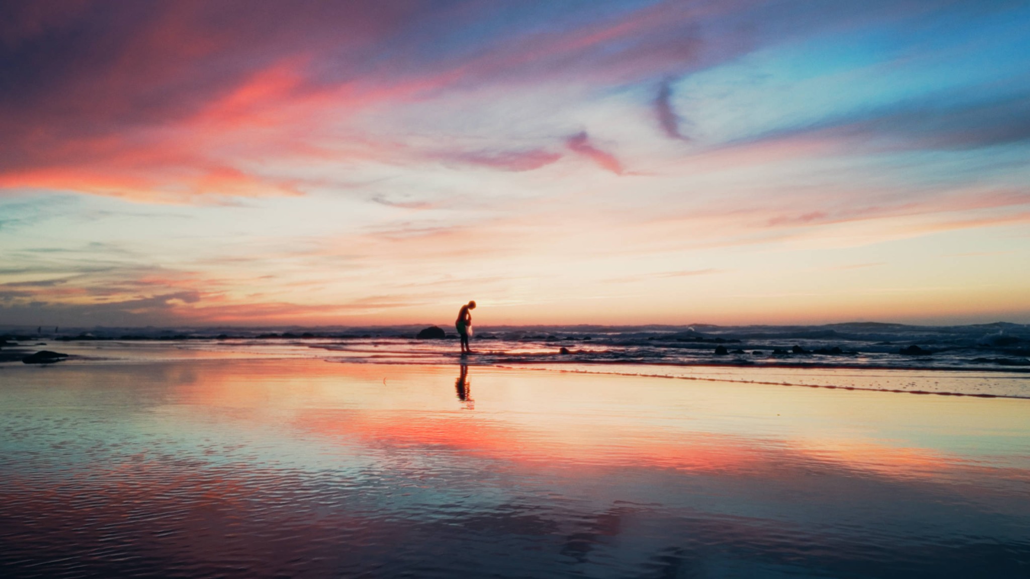 Sunset beach after color grading