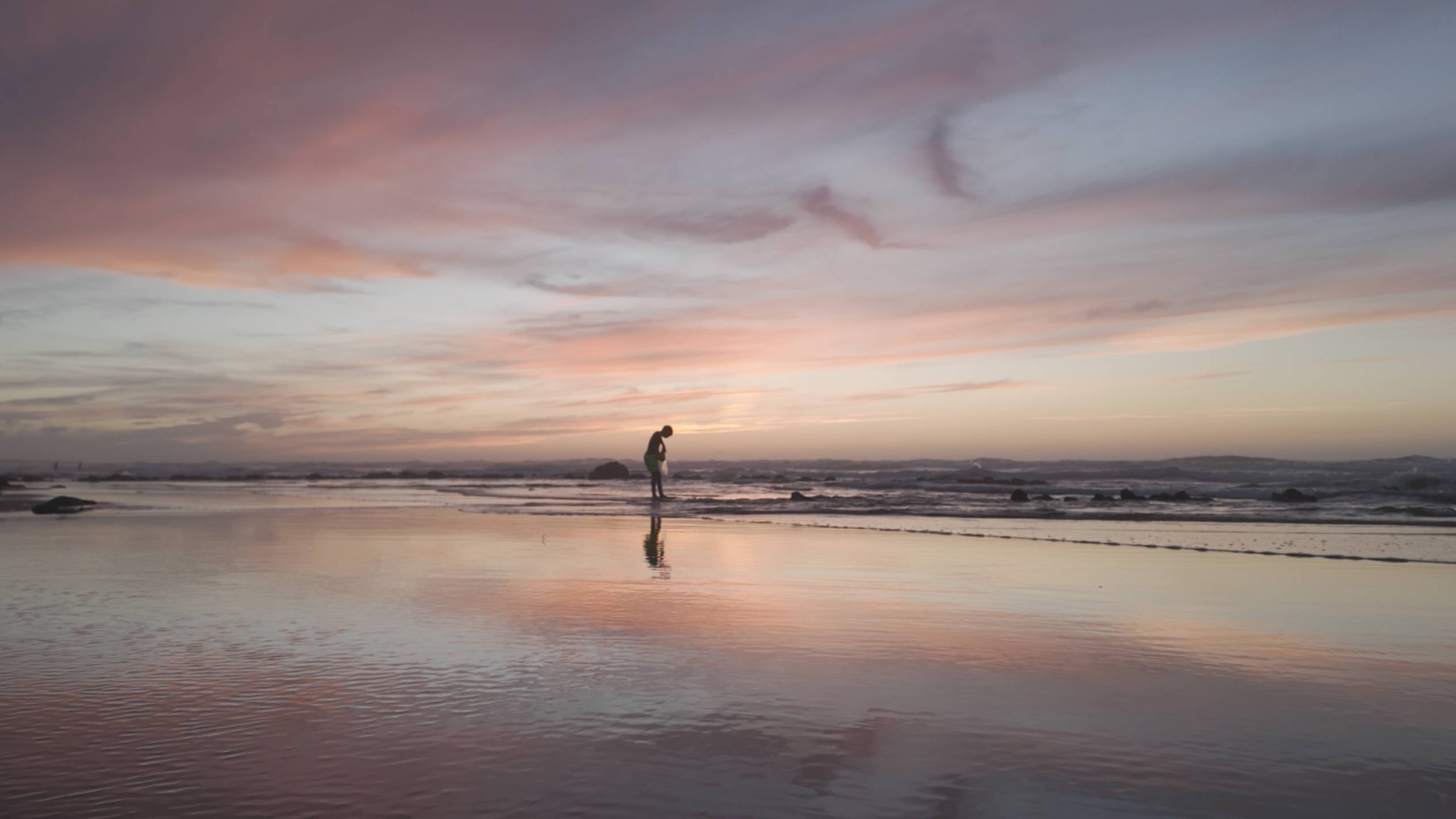 Sunset beach before color grading